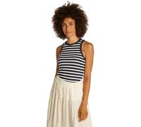 Tommy Hilfiger Women’s Slim Rib Stretch Tank Top, Multicolor (Dark Night Navy/Ecru STP), XXL