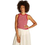 Tommy Hilfiger Women’s Slim Rib Stretch Tank Top, Multicolor (Primary Red/Ecru STP), S