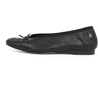 Tommy Hilfiger Women’s Soft Leather Ballet Pumps with Bow, Black (Black), 5