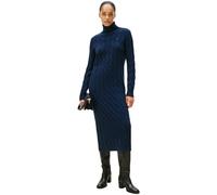 Tommy Hilfiger Women’s Soft Wool Cable Knit Jumper Dress with Roll Neck, Blue (Dark Night Navy), S