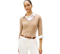 Tommy Hilfiger Women’s Soft Wool V-Neck Jumper, Beige (Safari Canvas Heather), M