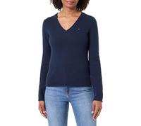 Tommy Hilfiger Women’s Soft Wool V-Neck Jumper, Blue (Dark Night Navy), XL