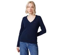 Tommy Hilfiger Women’s Soft Wool V-Neck Jumper, Blue (Dark Night Navy), XXL