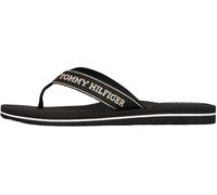Tommy Hilfiger Women’s Sporty Wedge Flip Flops with Logo, Black (Black), 7.5
