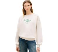 Tommy Hilfiger Women’s Sweatshirt Script Terry in Cotton, Off-White (Heather Oatmilk), L