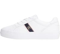 Tommy Hilfiger Women’s Vulcanised Trainers with Logo Emblem, White (White), 6.5
