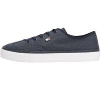 Tommy Hilfiger Women’s Washed Canvas Low Top Vulcanised Trainers, Blue (Space Blue), 4