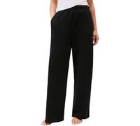 Tommy Hilfiger Women’s Wide Leg Jogging Bottoms with Elasticated Waist, Black (Black), L
