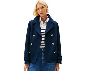 Tommy Hilfiger Women’s Wool Blend Double Breasted Short Coat, Blue (Dark Night Navy), 18