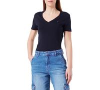 Tommy Hilfiger Women Slim Cody Short-Sleeve T-Shirt V-Neck, Blue (Desert Sky), XS