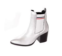 Tommy Hilfiger Women SOCK SHINY MID HEEL CHELSEA BOOT Ankle Boots Silver #9