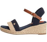 Tommy Hilfiger Women Th Mid Espad Wedge Crochet FW0FW09516 Heeled Sandals, BLUE, 7
