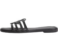 Tommy Hilfiger Women Th Script Flat Mule Lth FW0FW09368 Flat Sandals, BLACK, 3.5