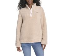 Tommy Hilfiger Women's 1/4 Zip Mockneck Sherpa Soft Pullover, Light Heather Fawn, S