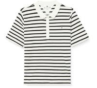 Tommy Hilfiger Women's 1985 Reg Pique Stripe Polo Ss Ww0ww39531 S/S Polos, White (Breton Ecru/Desert Sky), L