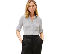 Tommy Hilfiger Women's 1985 Slim Pique BTN Down LS WW0WW43528 L/S Shirt, White (Ecru/Dark Night Navy Ithaca), XS