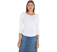Tommy Hilfiger Women's 1985 Slim Slub Open-nk 3/4 SLV Ww0ww37861 L/S Knit Tops, White (Th Optic White), M