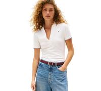 Tommy Hilfiger Women's 1985 Tipping Slim Open SS Polo WW0WW45736 S/S Polo, White (Ecru), XS