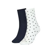 Tommy Hilfiger Women's 2 Pack Cotton Rich Polka Dot Ankle High Socks - 6-8 - White Mix, White Mix,Dark Navy