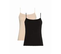 Tommy Hilfiger Women's 2-Pack Flag Embroidery Camisole Vest Tops, Camel/Black
