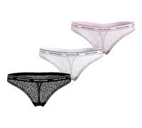 Tommy Hilfiger Women's 3 Pack Premium Essential Thongs, Multicolor (Black/White/Light Pink), M