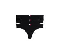 Tommy Hilfiger Women's 3 Pack Thong Black/Black/Black in Black | Size: Large Tommy Hilfiger Black L