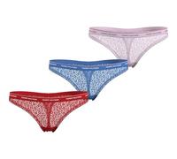 Tommy Hilfiger Women's 3 Pack Thong Lace (Ext Sizes) Uw0uw04896 Thongs, Red (Fierce Red/Blue Spell/Pearly Pink), XXL