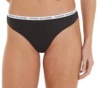 Tommy Hilfiger Women's 3 Pack Thongs, Black (Black/Black/Black), XS