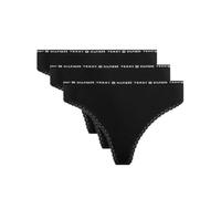 Tommy Hilfiger Women's 3p Thong Thong Panties, Black (Black/Black/Black), XS