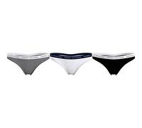 Tommy Hilfiger Women's 3 Pack Thongs, Multicolor (Medium Grey Heather/White/Black), M