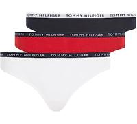 Tommy Hilfiger Women's 3 Pack Thongs, Multicolor (White/Desert Sky/Primary Red), XS