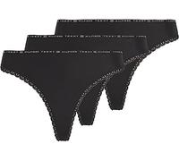 Tommy Hilfiger Women's 3p Thong Thong Panties, Black (Black/Black/Black), XS