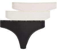 Tommy Hilfiger Women's 3p Thong Thong Panties, Black (Black/Ivory/Pale Pink), M