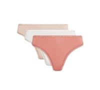 Tommy Hilfiger Women's 3p Thong Thong Panties, Gold (Mineralize/Balanced Beige/Pale Pink), L
