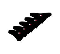 Tommy Hilfiger Women's 5 Pack Flag Thongs with Logo, Black (Black Pack), XL