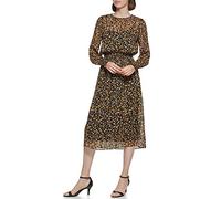 Tommy Hilfiger Women's A2fg1336-ztg-10 Dress, Black/Sunflower, 14