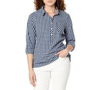 Tommy Hilfiger Women's Blouse Casual Check Roll Tab Long Sleeve Shirt, True Blue Multi, XS