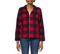 Tommy Hilfiger Women's Buffalo Check Long Sleeve Zipup Sportswear Jacket Hooded Sweatshirt, Sky Captain/Chili Pepper, L