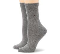 Tommy Hilfiger - Casual Womens Socks - 2 Pack - Womens Clothing - Ladies Socks - Ankle Socks - Signature Embroidered Logo - Grey - UK 6 TO 7.5