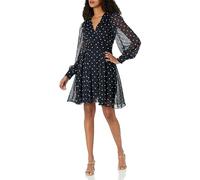 Tommy Hilfiger Women's Chiffon Lightweight Long Sleeve Dress, Sky Captain/White Cap, 6