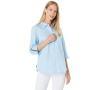 Tommy Hilfiger Women's Classic Long Sleeve Roll Tab Button Down Shirt (Standard and Plus Size) - Blue - Large