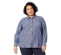 Tommy Hilfiger Women's Roll Tab Shirt-Chambray Button, Small