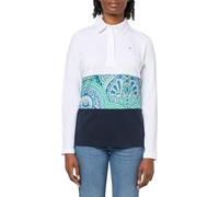 Tommy Hilfiger Women's Classic Paisley Detail Long Sleeve Polo, White Combo, S