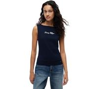 Tommy Hilfiger Women's Classic Script Boat-Nk Top WW0WW50947 S/S T-Shirt, Blue (Dark Night Navy), S
