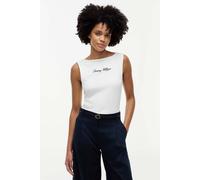Tommy Hilfiger Women's Classic Script Boat-Nk Vest Top White in Ecru | Size: Small Tommy Hilfiger Ecru S