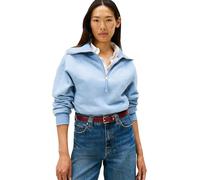 Tommy Hilfiger Women's Classic Script Fleece Half Zip Sweatshirt, Blue (Brisk Blue Heather), XXL