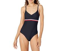 Tommy Hilfiger Women's Classic V-Neck One Piece Swimsuit, Sky Captain Multi, Medium