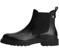 Tommy Hilfiger Women's Cleated Leather Chelsea Boots, Black (Black), 3.5