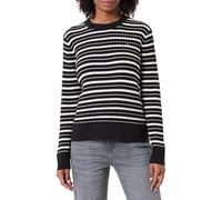 Tommy Hilfiger Women's CO Cable FINE GG C-NK LS Sweater WW0WW44993 Pullover Sweater, Black (Black/Calico Multi STP), L