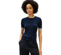 Tommy Hilfiger Women's CO Cable FINE GG C-NK S/S SWT WW0WW41787, Blue, S